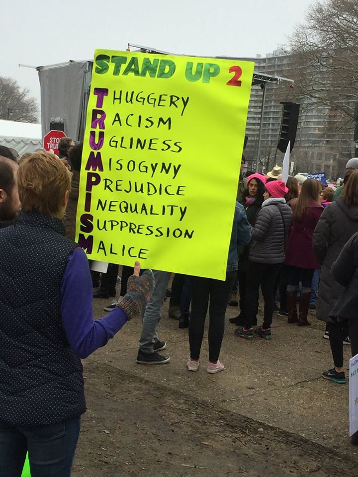 Stand Up to Trumpism protest sign- Women's March , Philadelphia, 2017-01-21