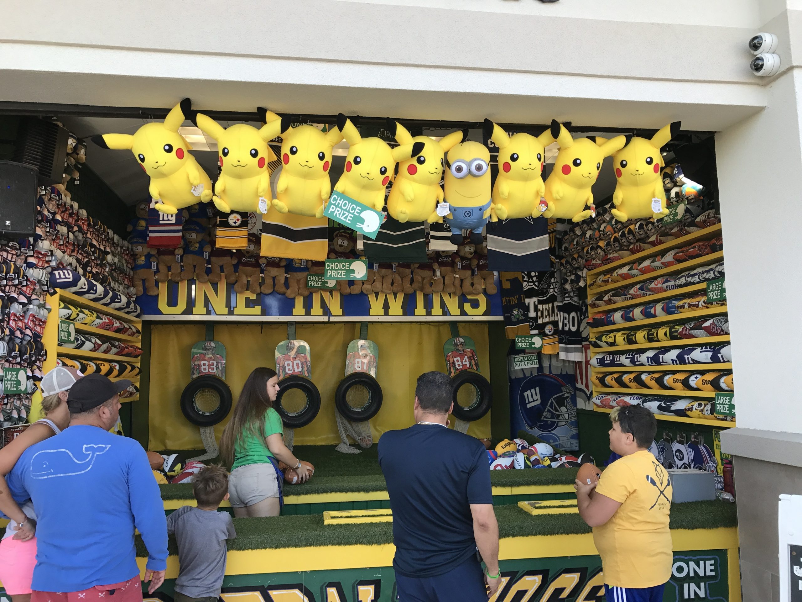 Pikachus and a Minion prizes at a game booth @ Point Pleasant, NJ