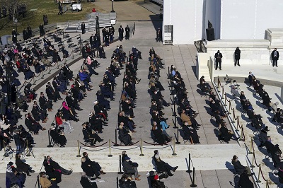 socially-distanced crowd at Biden/Harris inauguration, January 20, 2021