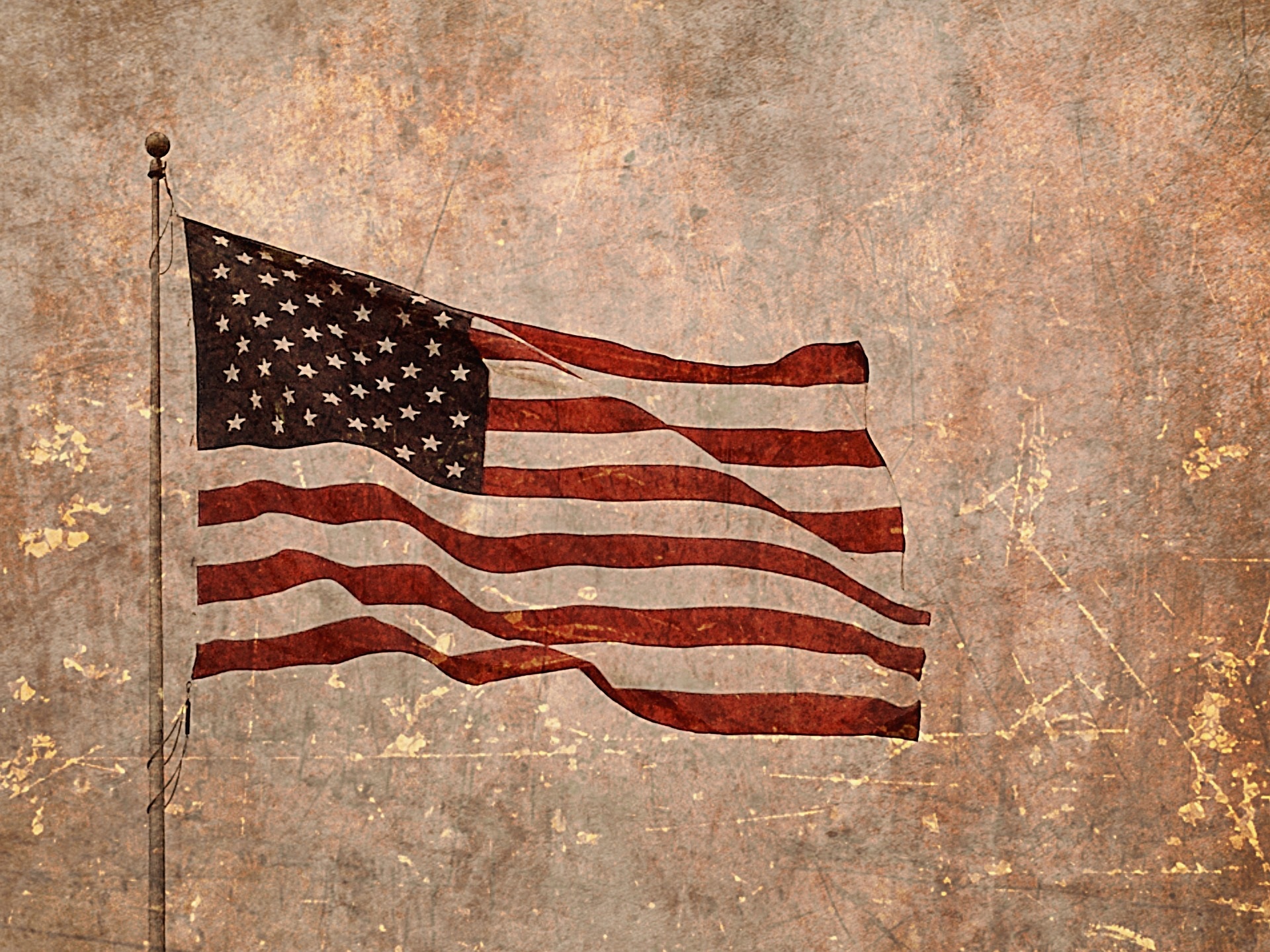 American flag with textured background